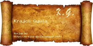 Krajcs Gyula névjegykártya